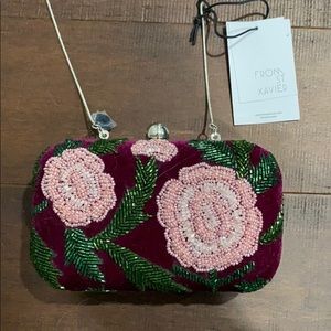 NWT From St Xavier Floral Beaded Clutch